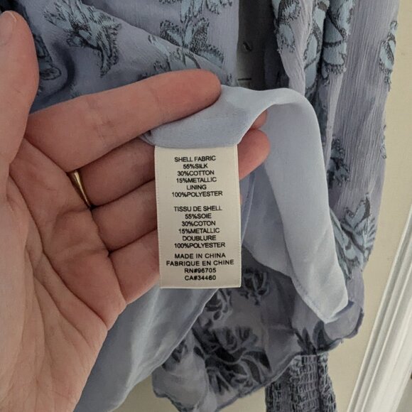 Rebecca Taylor Floral-print Mocknecktop In Silverbird Size 8 - Picture 7 of 8